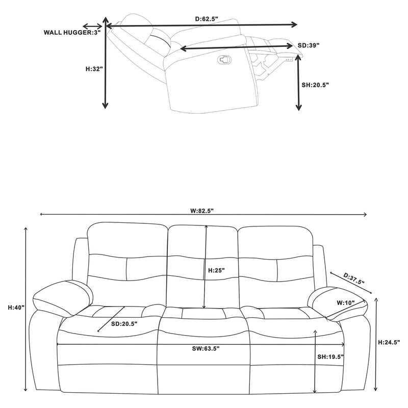 Nova Reclining 3 Pc Set