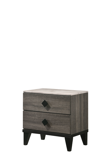 Avantika Faux Marble & Rustic Gray Oak Nightstand image