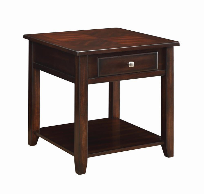 Transitional Walnut One-Drawer End Table