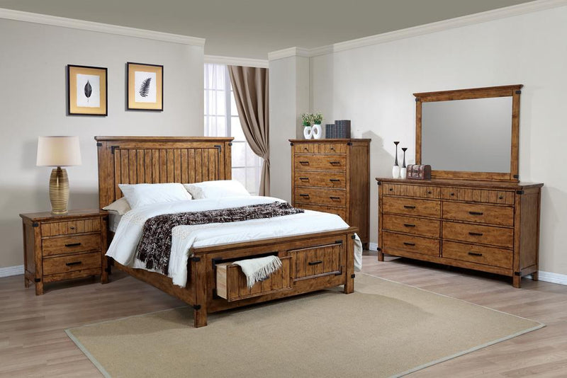 Brenner California King Storage Bed Rustic Honey