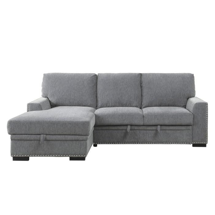 Homelegance Furniture Morelia 2pc Sectional with Pull Out Bed and Left Chaise in Dark Gray image