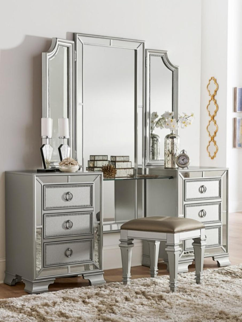 Homelegance Avondale Vanity Stool in Silver 1646-14