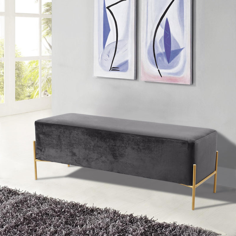 Isla Grey Velvet Bench