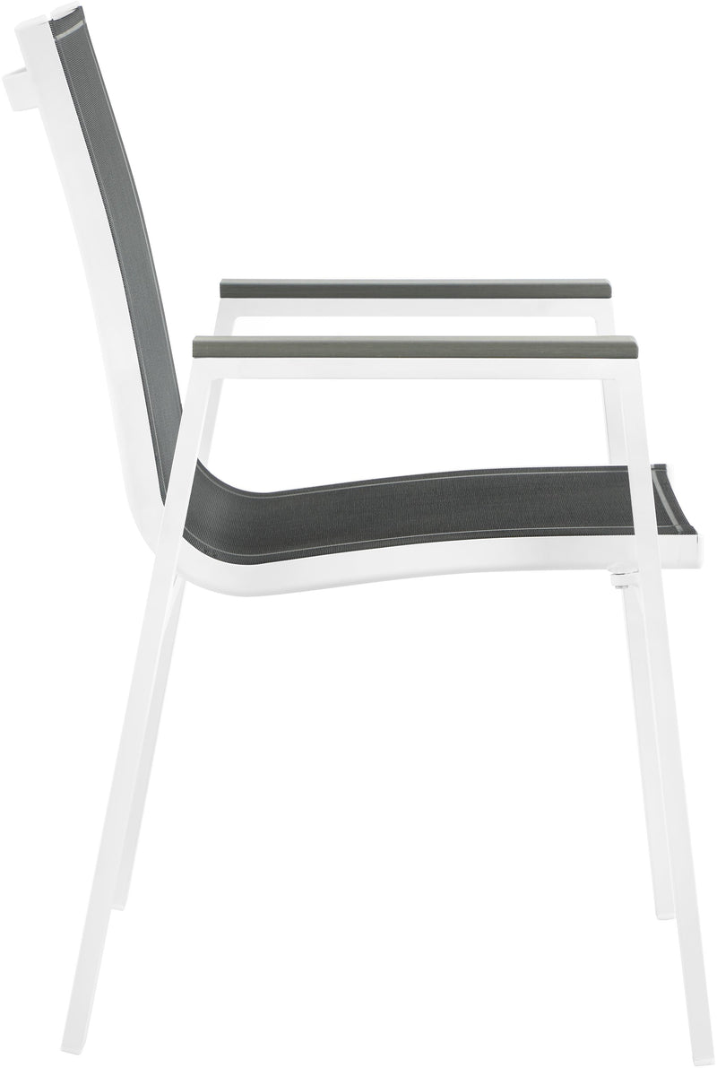 Nizuc Black Mesh Waterproof Fabric Outdoor Patio Aluminum Mesh Dining Arm Chair