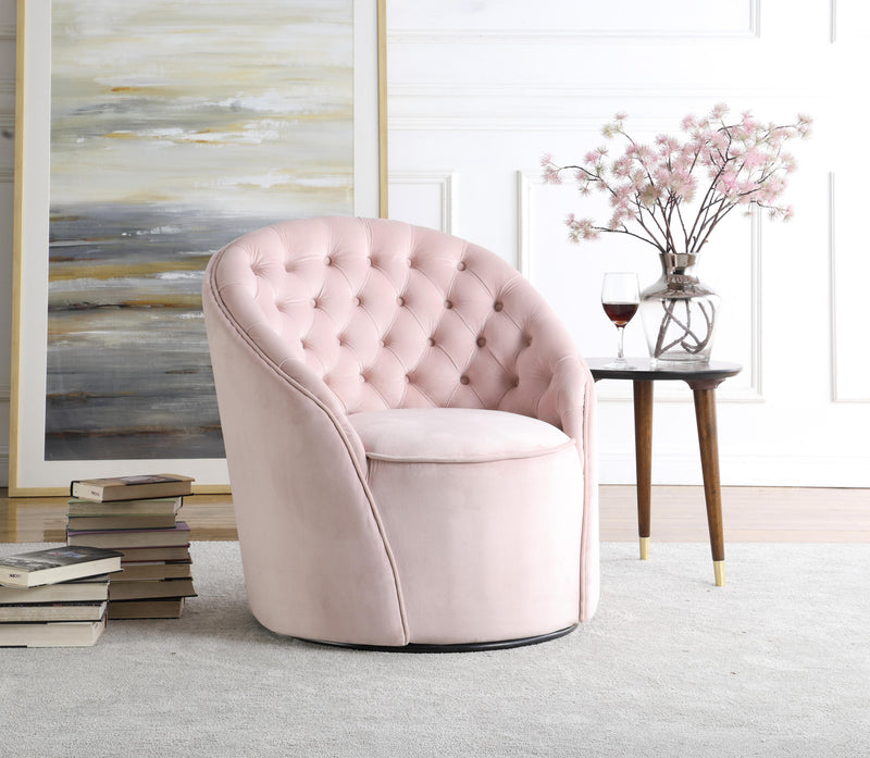 Alessio Pink Velvet Accent Chair