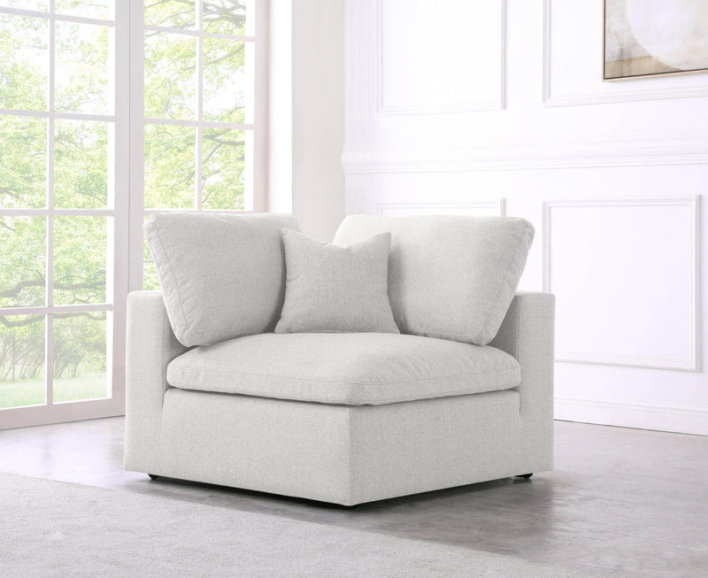 Serene Cream Linen Fabric Deluxe Cloud Corner Chair
