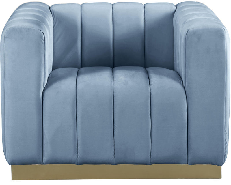Marlon Sky Blue Velvet Chair