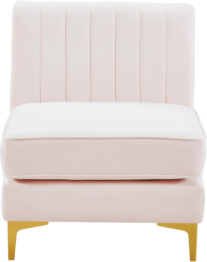 Alina Pink Velvet Armless Chair