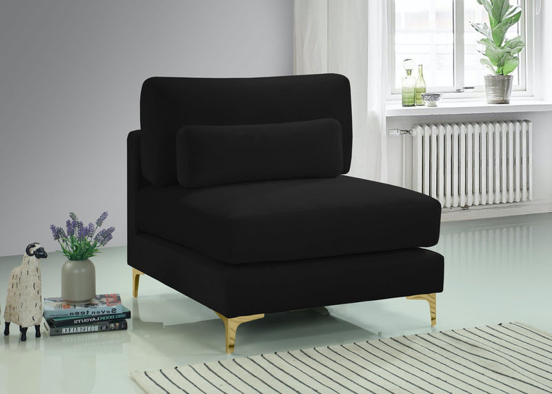 Julia Black Velvet Modular Armless Chair