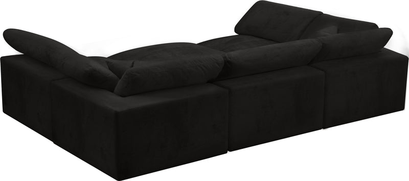 Cozy Black Velvet Cloud Modular Sectional