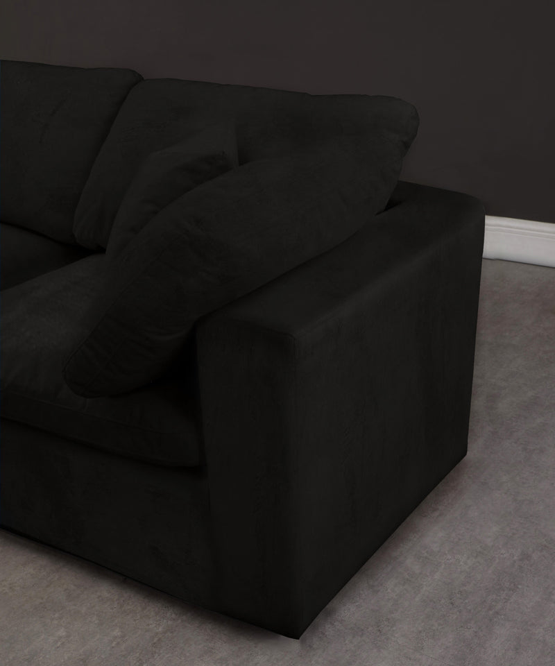 Cozy Black Velvet Cloud Modular Sofa