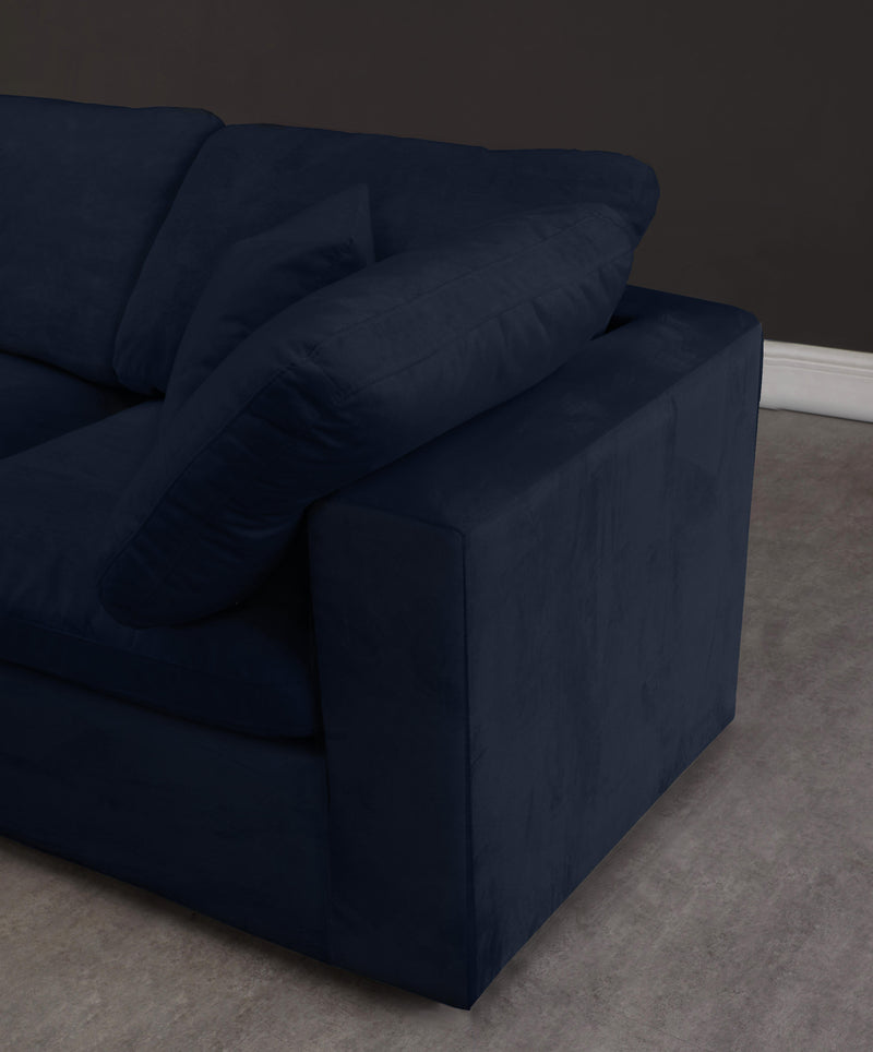 Cozy Navy Velvet Cloud Modular Sofa