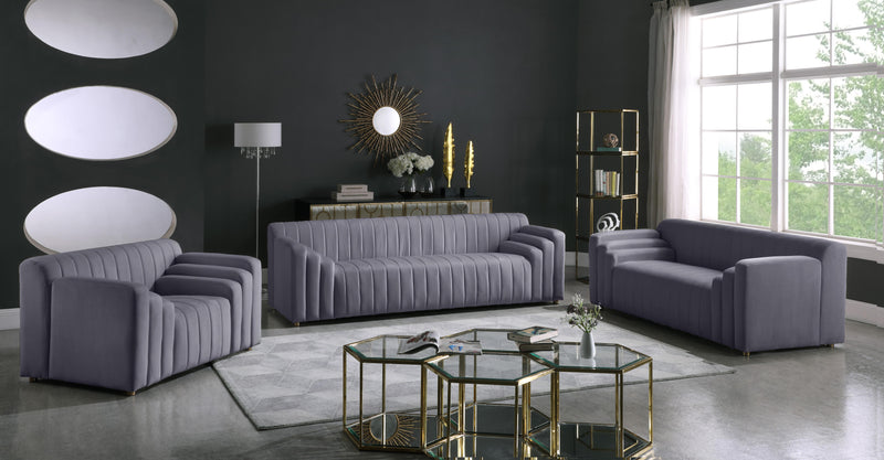 Naya Grey Velvet Sofa