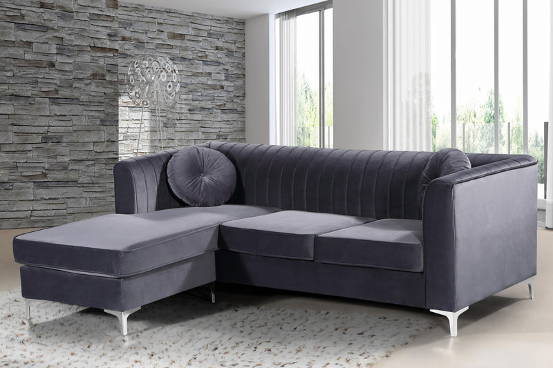 Eliana Grey Velvet 2pc. Reversible Sectional