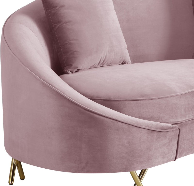 Serpentine Pink Velvet Sofa
