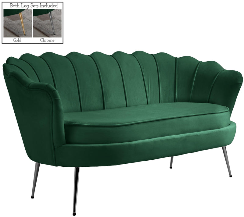 Gardenia Green Velvet Loveseat