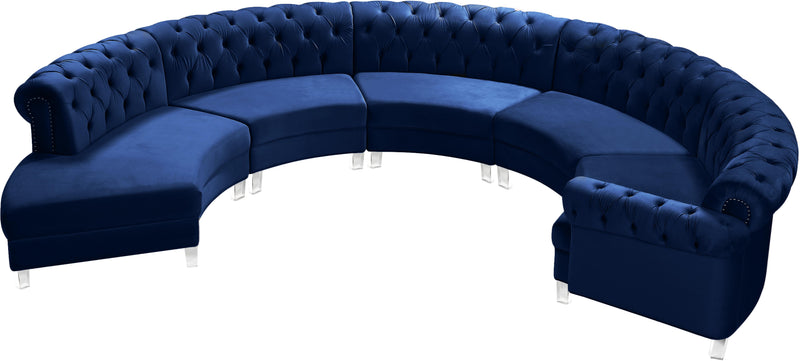 Anabella Navy Velvet 5pc. Sectional