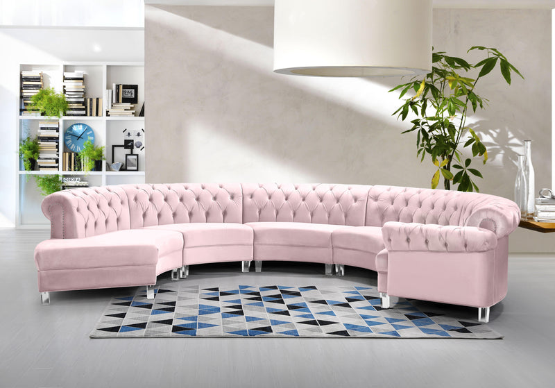 Anabella Pink Velvet 5pc. Sectional