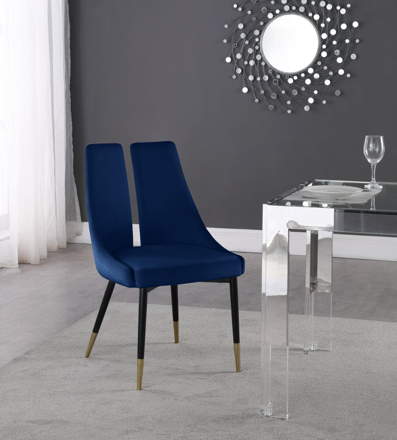 Sleek Navy Velvet Dining Chair