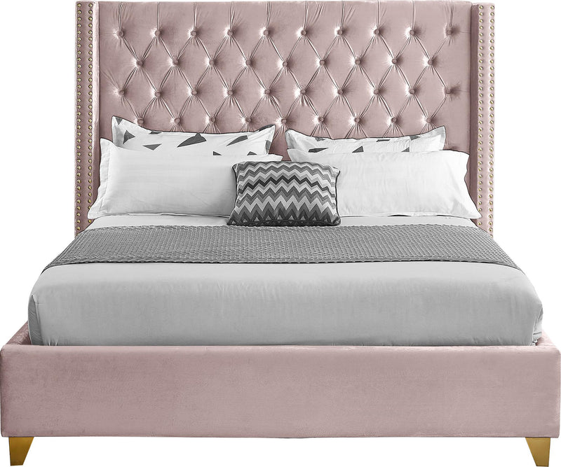 Barolo Pink Velvet King Bed