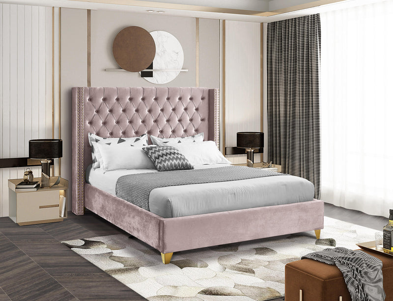 Barolo Pink Velvet King Bed