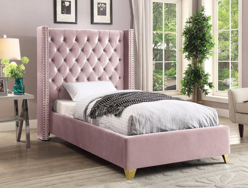 Barolo Pink Velvet Twin Bed