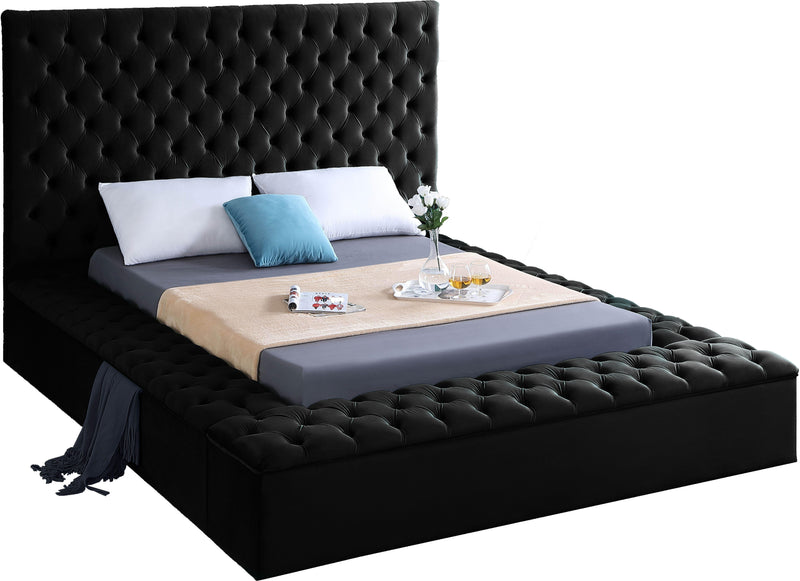 Bliss Black Velvet King Bed (3 Boxes) image