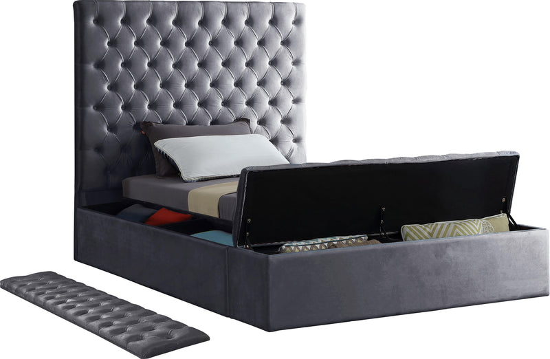 Bliss Grey Velvet Twin Bed (3 Boxes)
