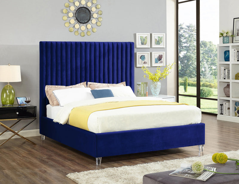 Candace Navy Velvet King Bed