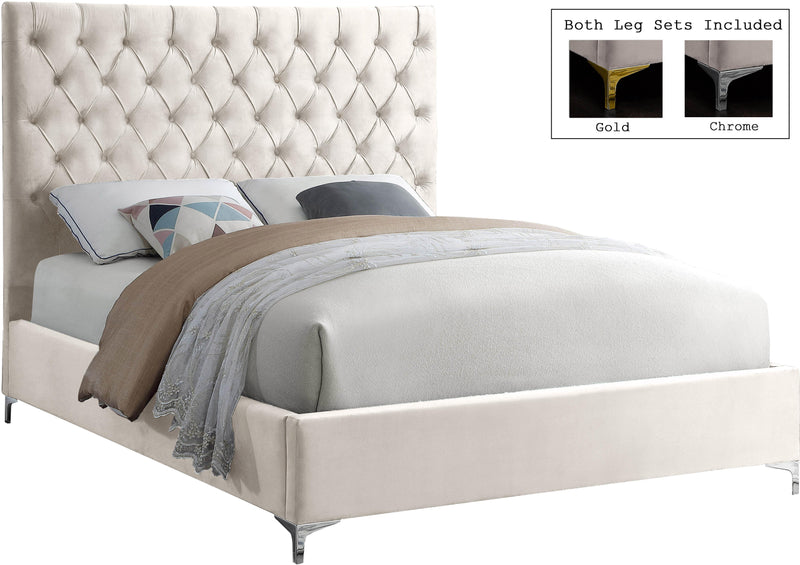 Cruz Cream Velvet King Bed