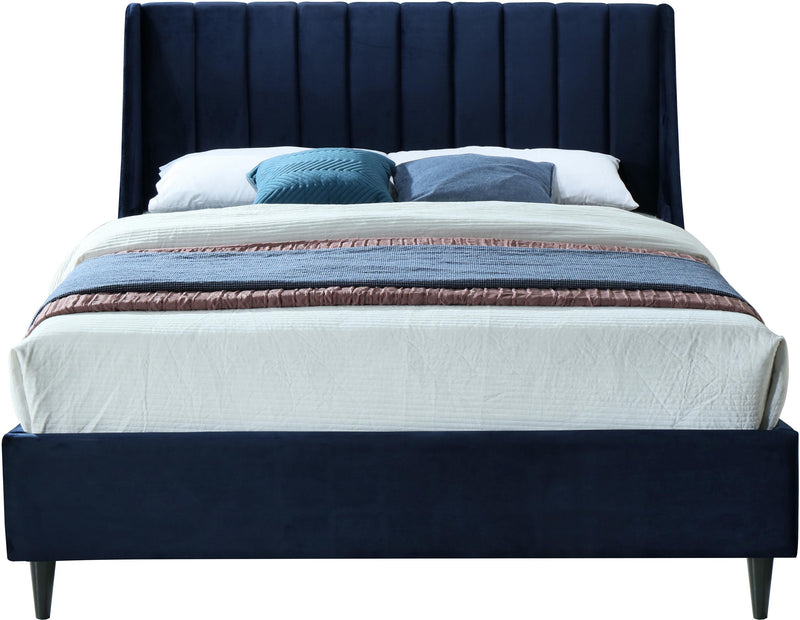 Eva Navy Velvet Full Bed