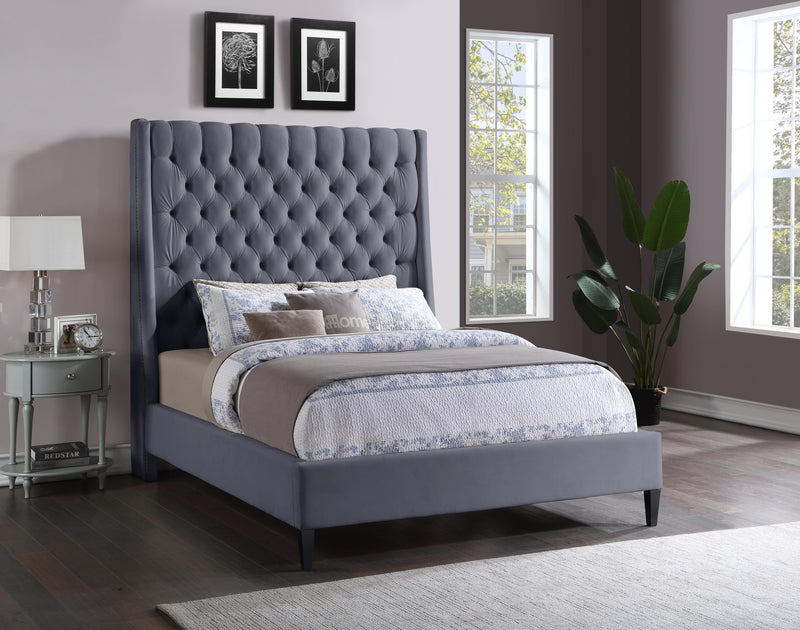 Fritz Grey Velvet King Bed