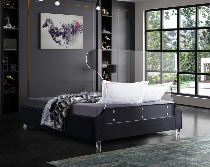 Ghost Black Velvet Queen Bed