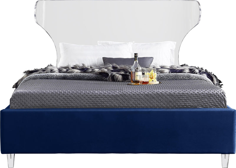 Ghost Navy Velvet Queen Bed