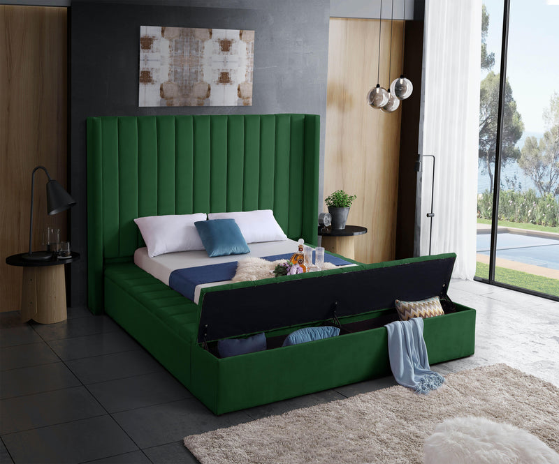 Kiki Green Velvet King Bed (3 Boxes)