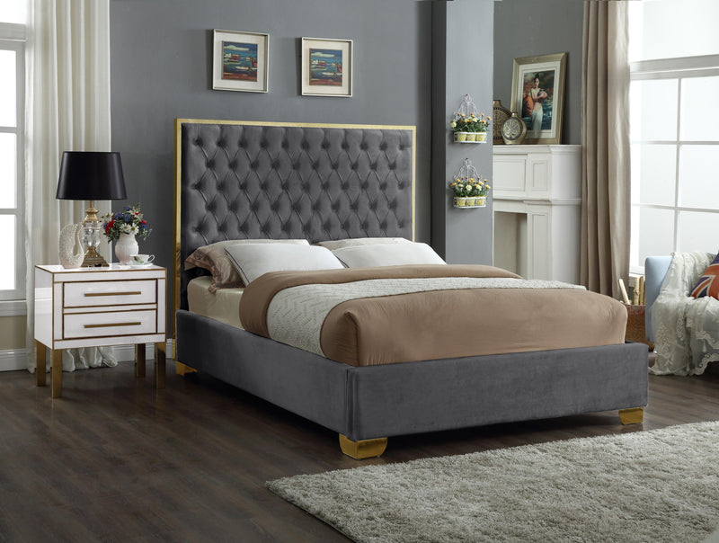 Lana Grey Velvet Queen Bed