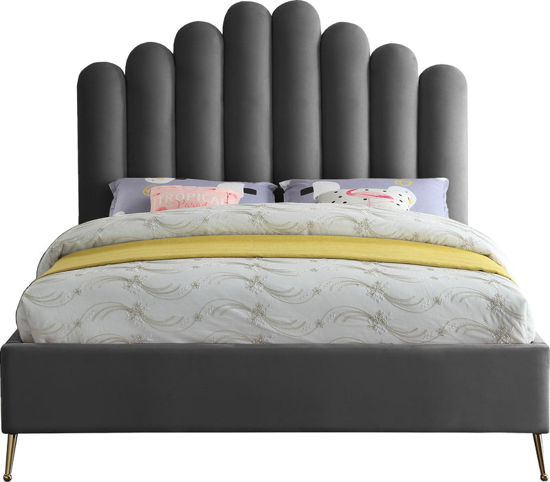 Lily Grey Velvet Full Bed