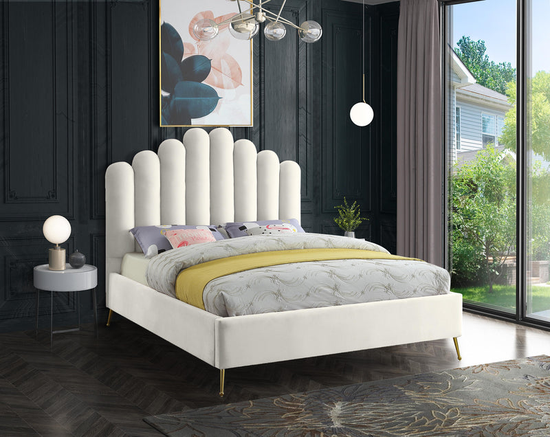 Lily Cream Velvet King Bed