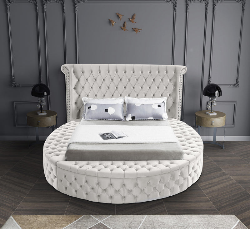 Luxus Cream Velvet Queen Bed (3 Boxes)