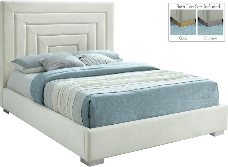 Nora Cream Velvet King Bed