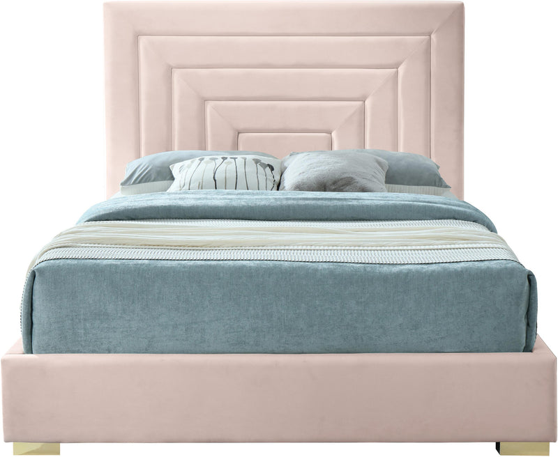 Nora Pink Velvet Queen Bed