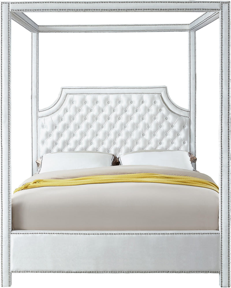 Rowan White Velvet King Bed (3 Boxes)