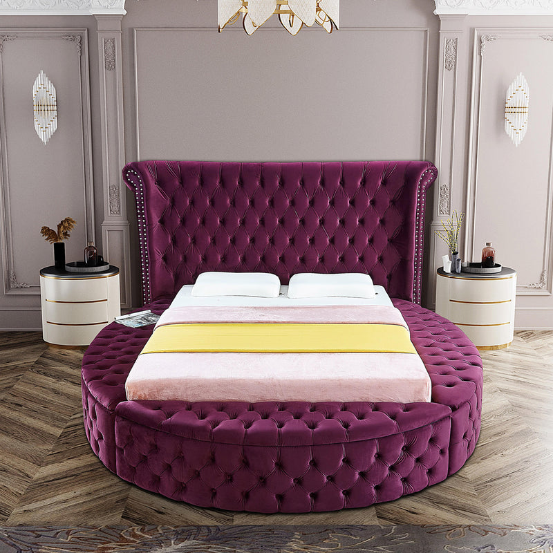 Luxus Purple Velvet Queen Bed